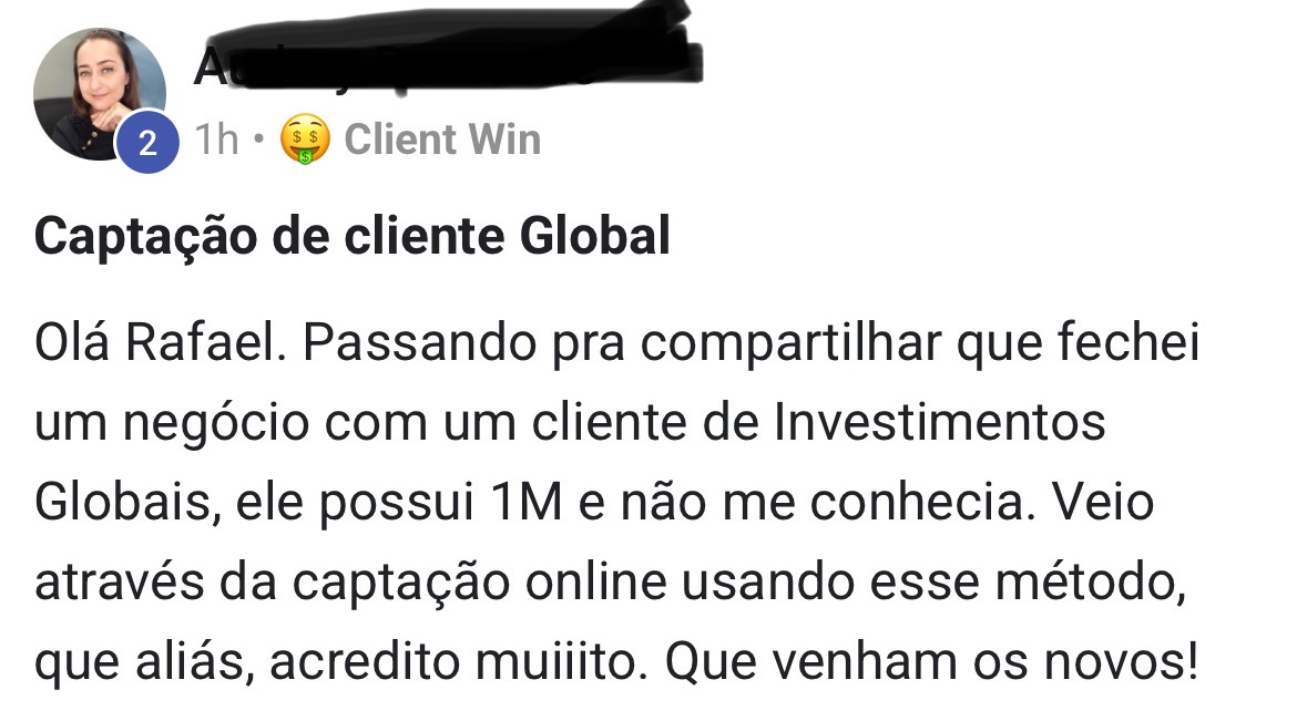 Audrey - Cliente R$1M captado